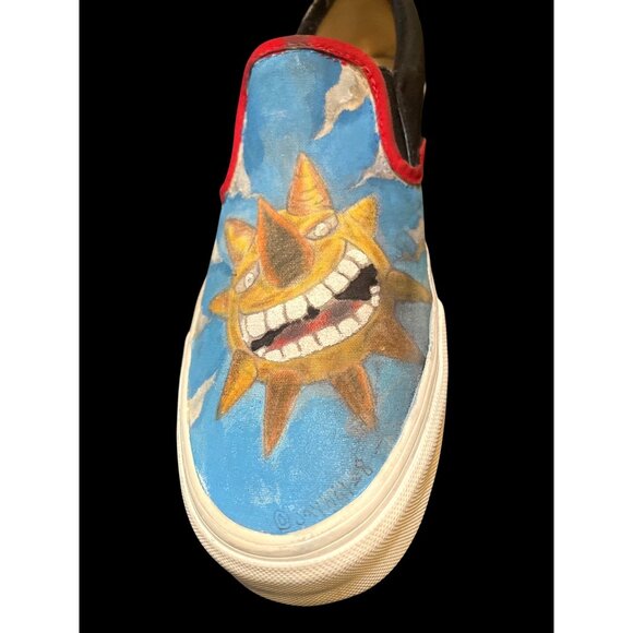 Hand-Detailed Unisex Custom Vans Slip-On Sun Moon Men 10.5 Women 12 - Picture 5 of 9